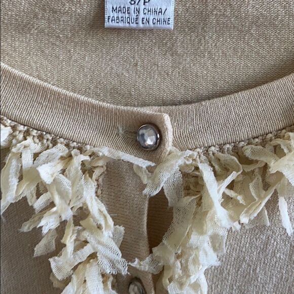 Cynthia Steefe Tan Short Ruffle Cardigan Sweater - Picture 4 of 7